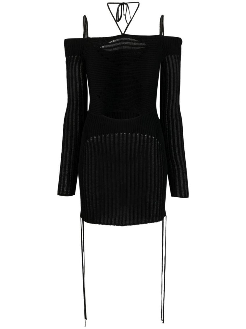 Andreädamo Andreādamo Mini Ribbed Dress In Black
