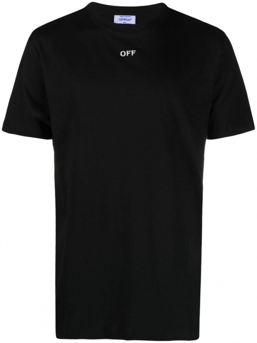 Shop Off-white Black Logo Cotton T-shirt