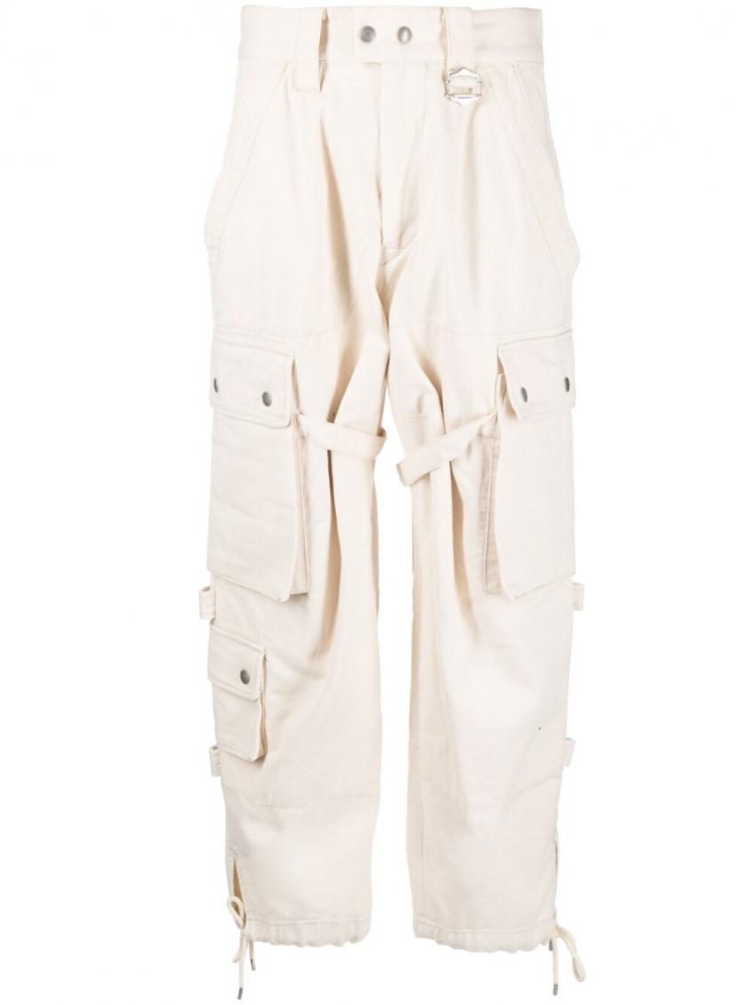 Isabel Marant Cargo Trousers Gold-tone Stud Embellishment In Beige