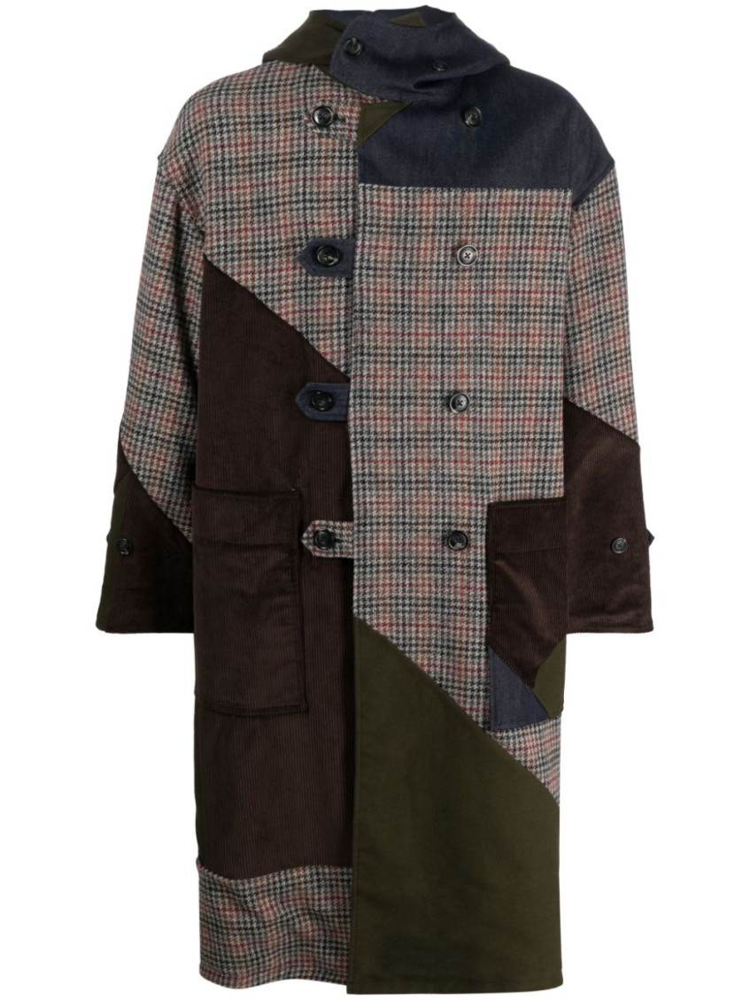 Baracuta Patchwork Wool Duffle Coat In Multicolor