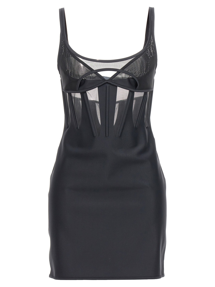 Shop Mugler Black Pochet Minidress