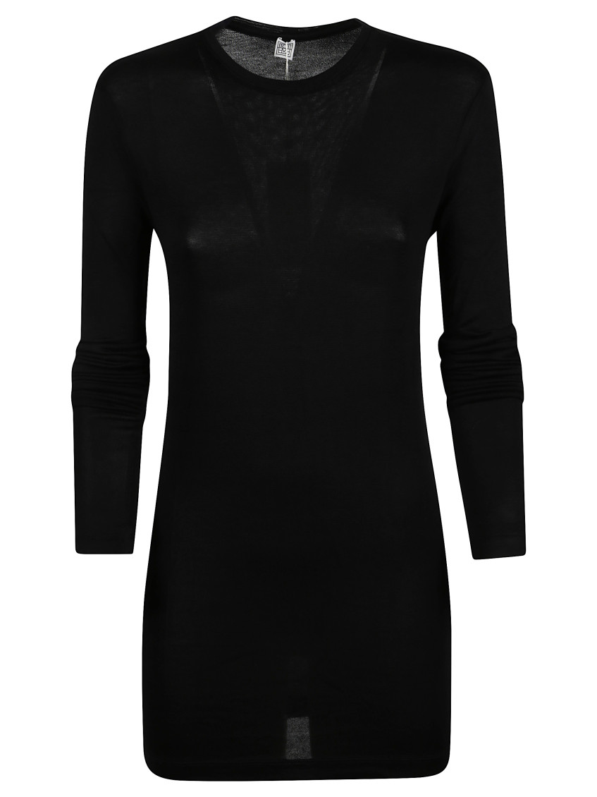 Toteme Black Crew Neck Long Sleeves Dress for Women Online USA at Darveys.com Toteme Black Crew Neck Long Sleeves Dress for Women Online USA at Darveys.com