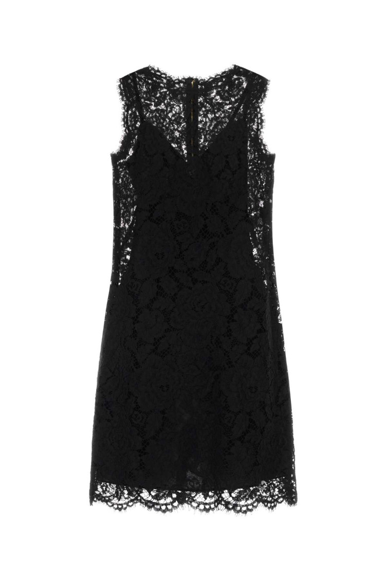 Dolce & Gabbana Black Midi Floral Lace Dress for Women Online USA at  Darveys.com