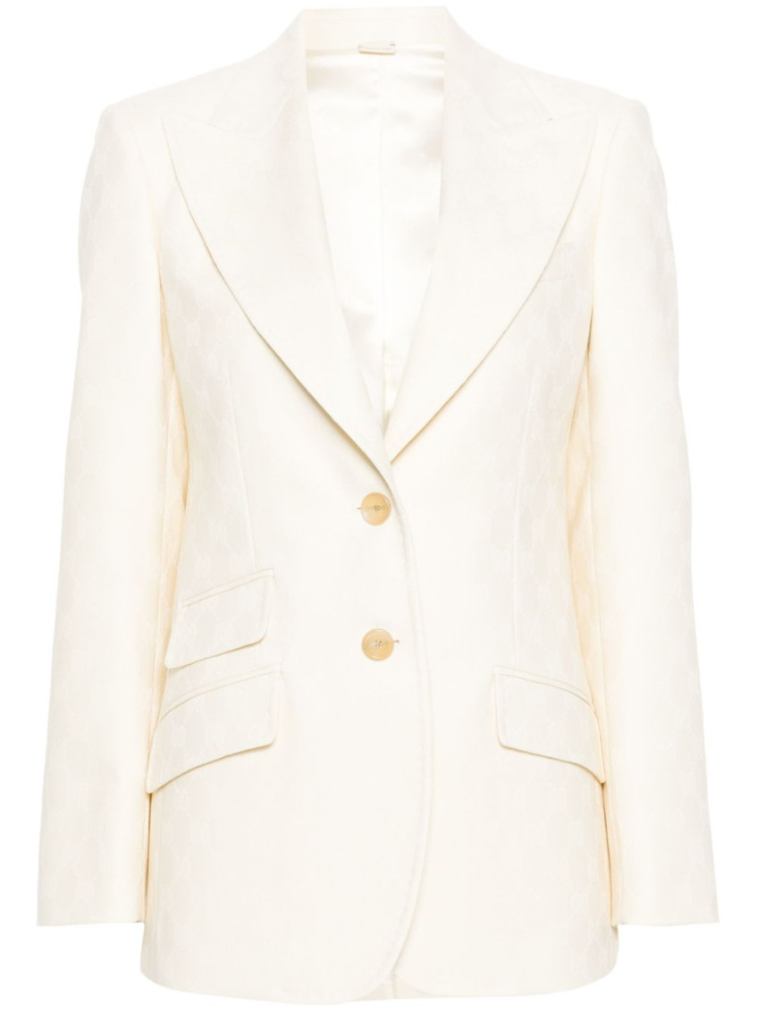 Gucci Single-breast Wool Blazer In White