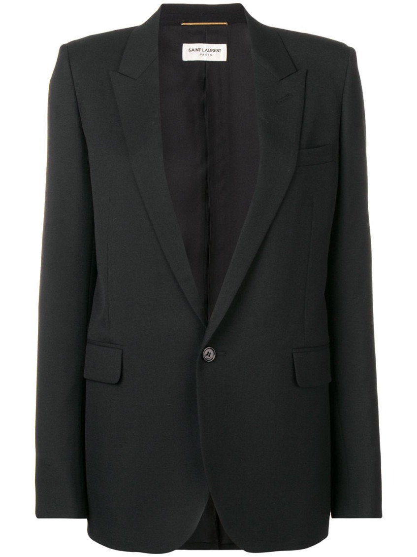 Saint Laurent Black Virgin Wool And Silk Classic Formal Blazer In Black