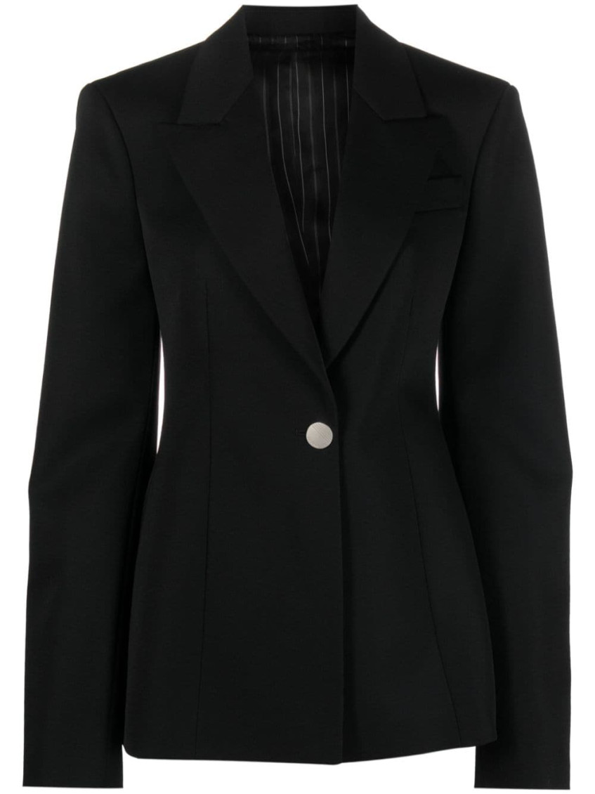 Attico Glen Single-breasted Virgin Wool Blazer In Black
