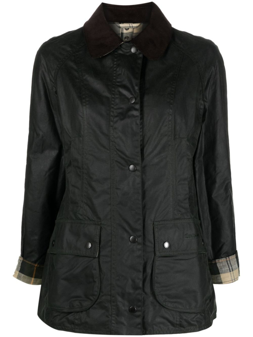 Barbour Dark Green Beadnell Wax Jacket In Dark Green