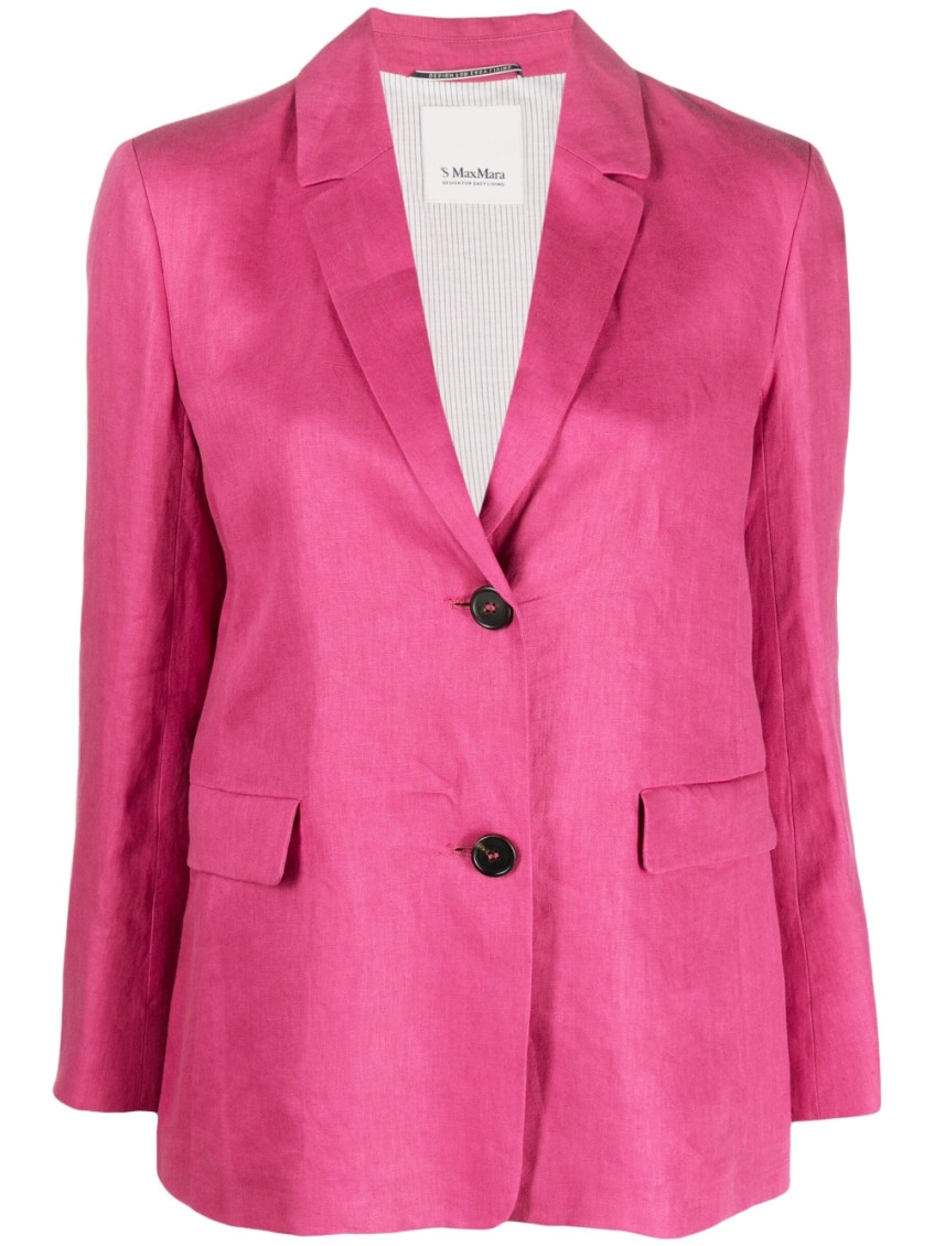 Max Mara Pink Single-breasted Linen Blazer In Pink
