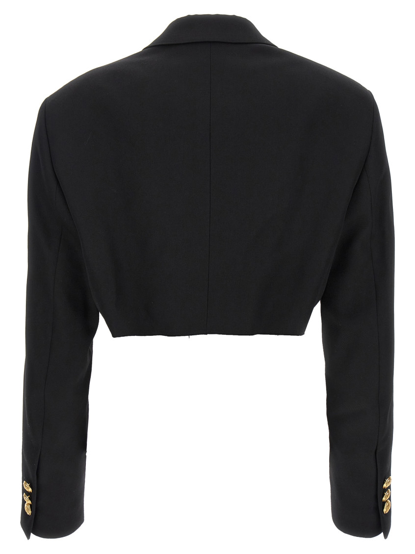 Palm Angels Black Double-breasted Cropped Blazer for Women Online