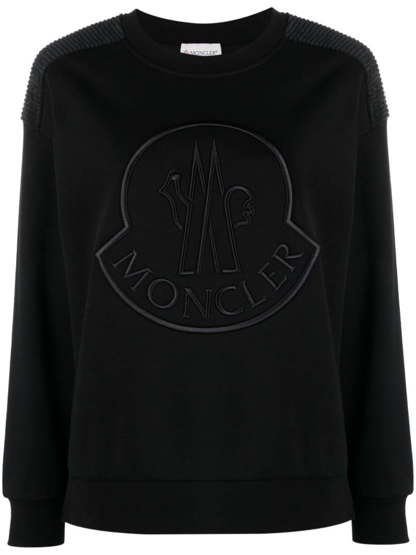 Moncler Rhinestone-embellished Logo Sweatshirt In Black