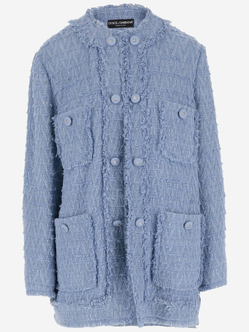Dolce & Gabbana Light Blue Multiple Pocket Jacket In Light Blue