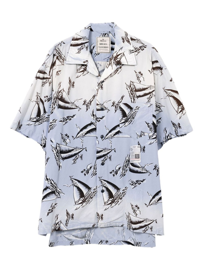 MAISON YASUHIRO LIGHT BLUE GRAPHIC PRINT SHIRT