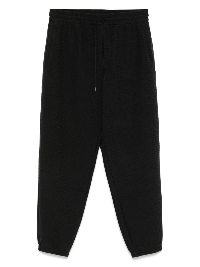 Emporio Armani Logo Print Textured Fabric Sweatpants