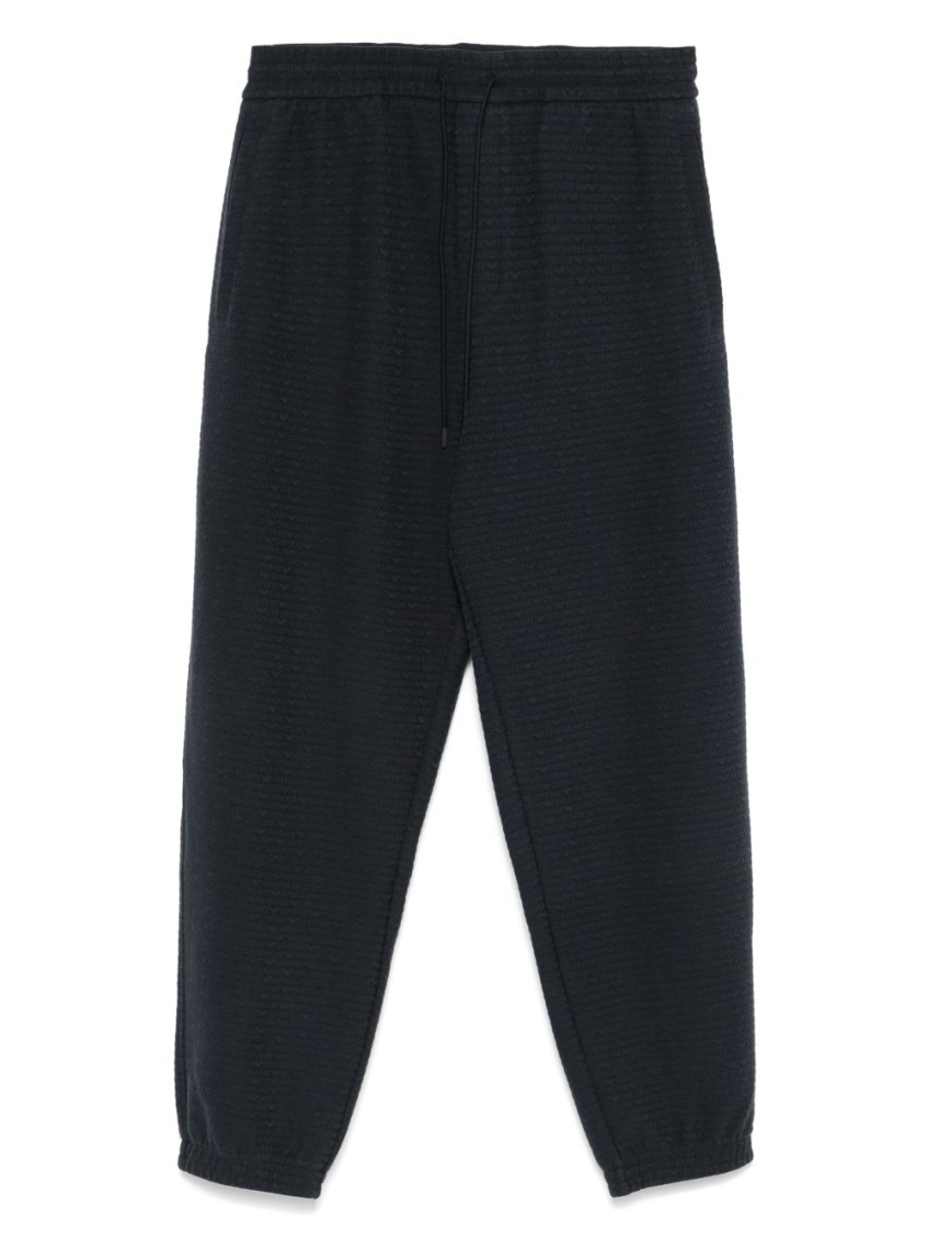Emporio Armani Logo Print Textured Fabric Sweatpants