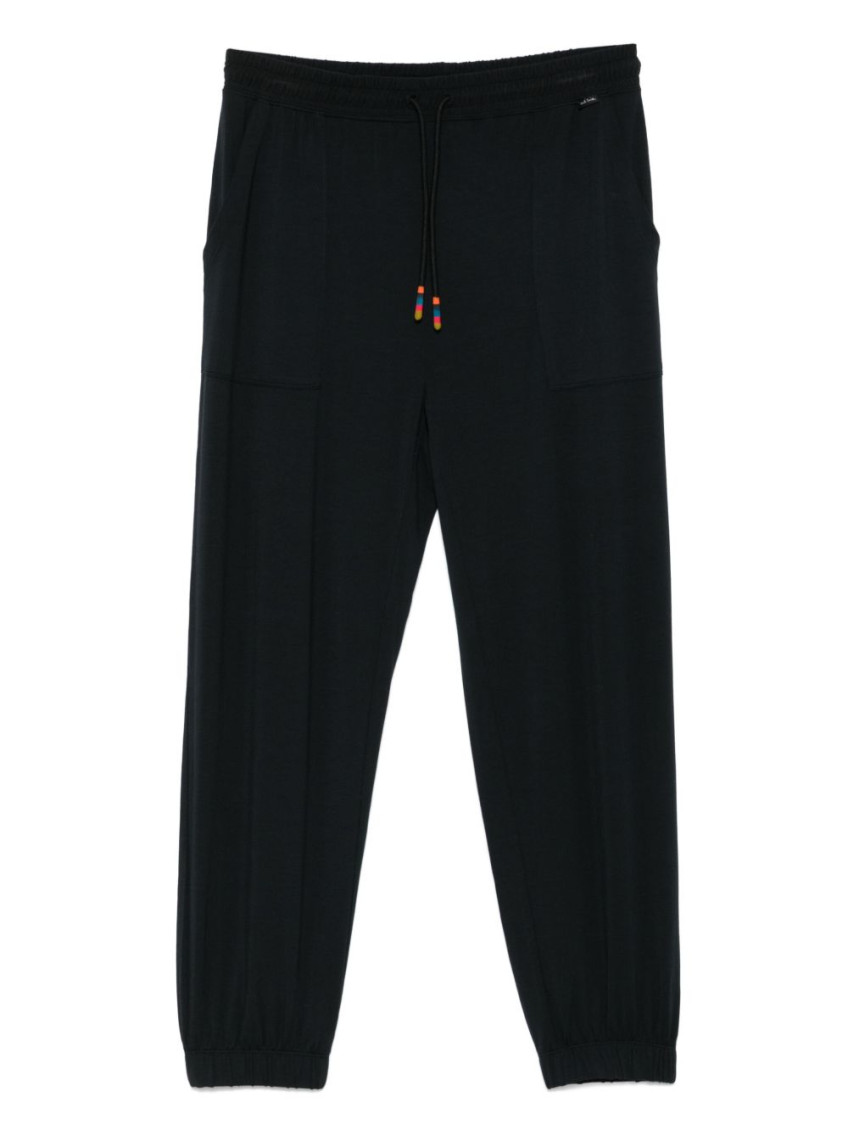 PAUL SMITH BLACK LOGO DRAWSTRING TROUSERS