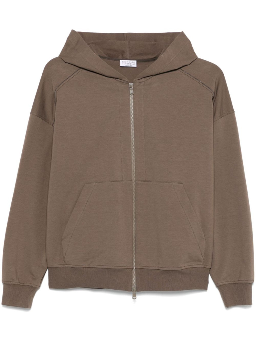 Brunello Cucinelli Zippered Cotton Hoodie With Kangaroo Pocket