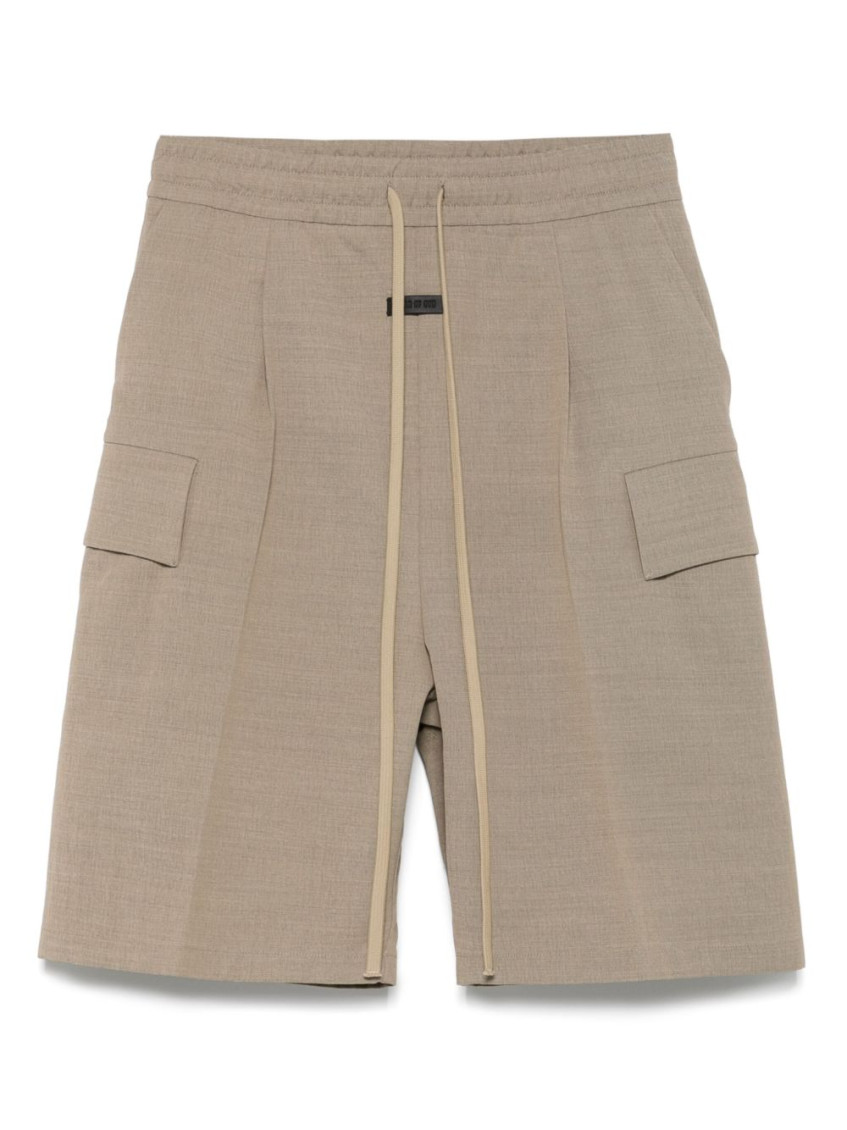 Shop Fear Of God Beige Drawstring Waist Cargo Shorts