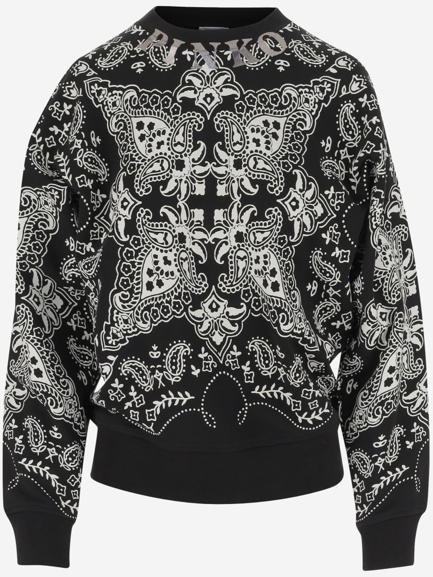 Pinko Cotton Sweatshirt With Bandana Print
