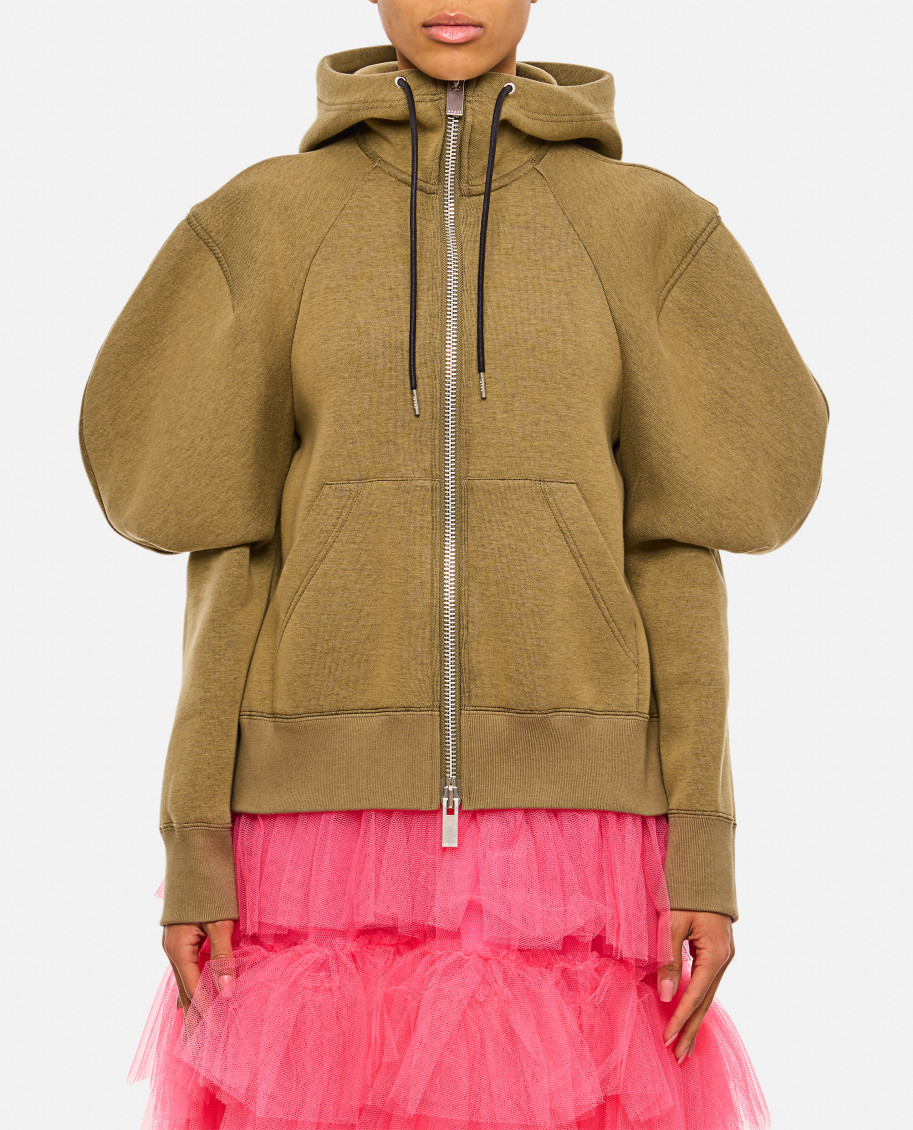 SACAI OLIVE SPONGE SWEAT HOODIE