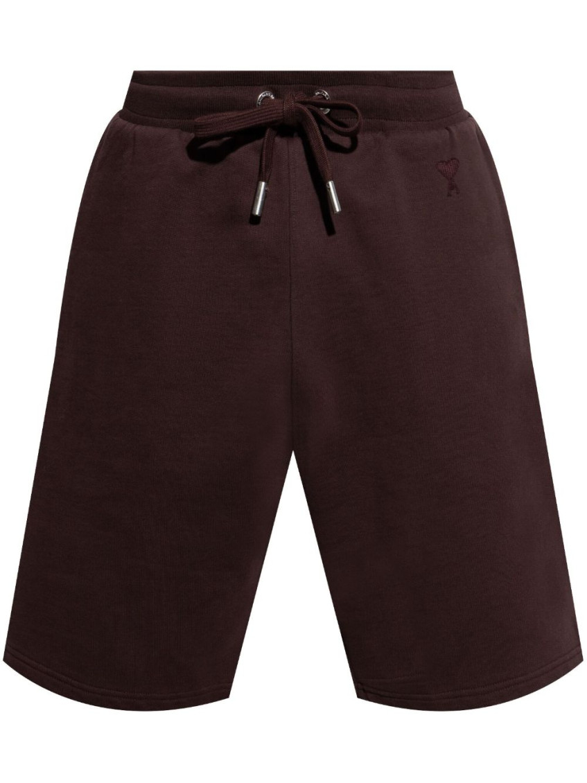Shop Ami Alexandre Mattiussi Maroon Logo Drawstring Shorts