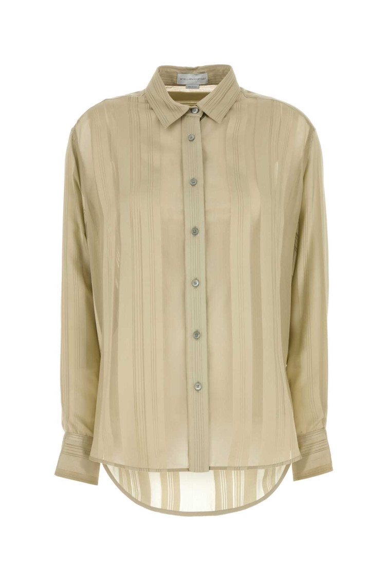 Stella Mccartney Silk Shirt With Collared Neck And Curved Hem