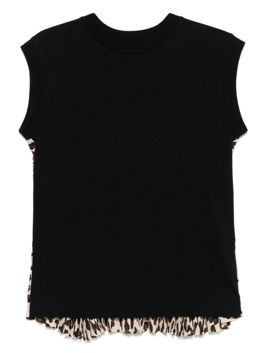 Shop Sacai Black/leopard Print Jersey T-shirt