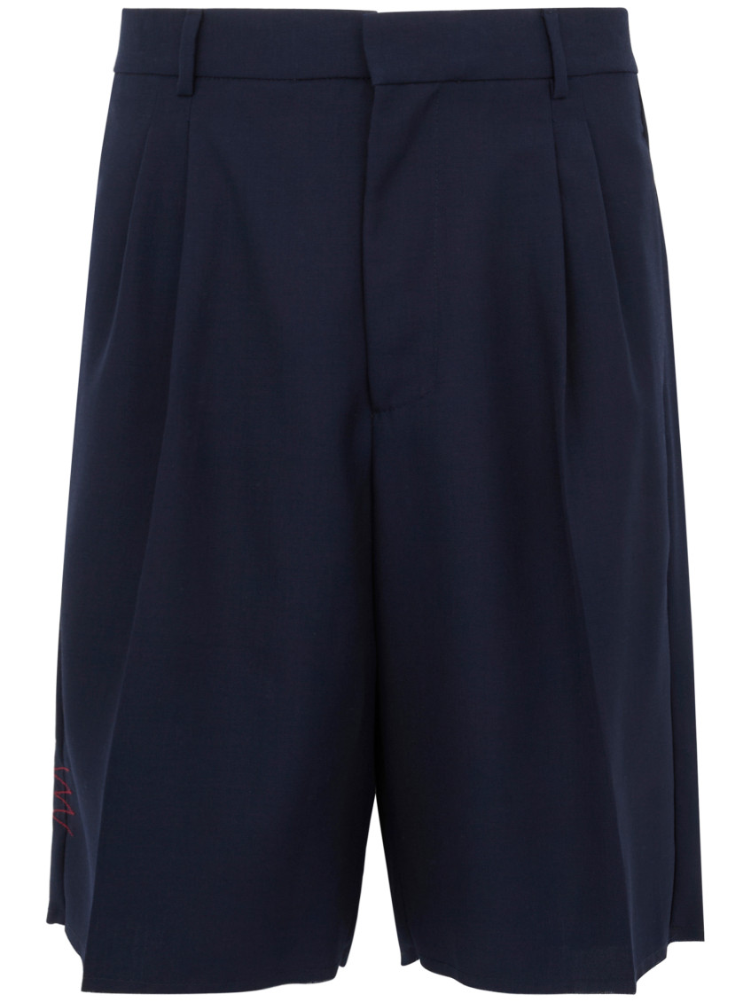 AMARANTO NAVY BLUE SOLID BERMUDA SHORTS