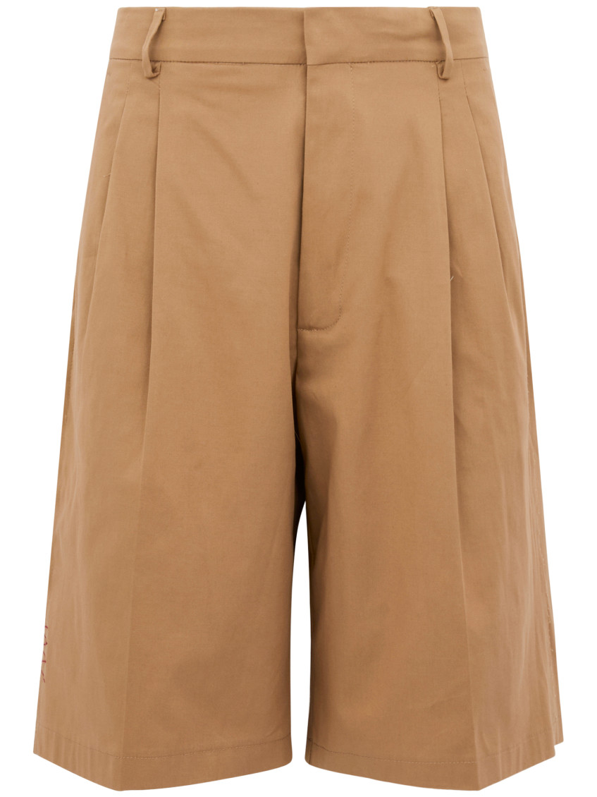 AMARANTO BEIGE SOLID BERMUDA SHORTS 