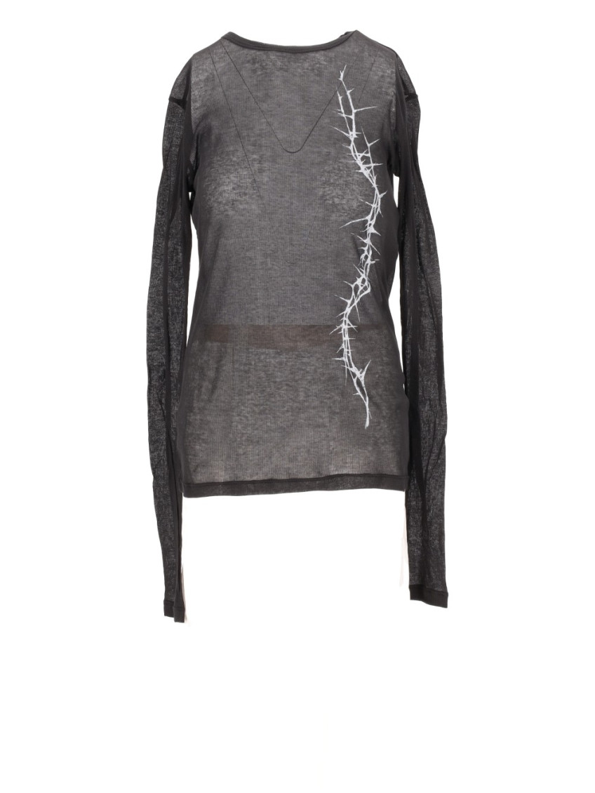 Shop Ann Demeulemeester Black Fiene Slim Fit Long Sleeve T-shirt