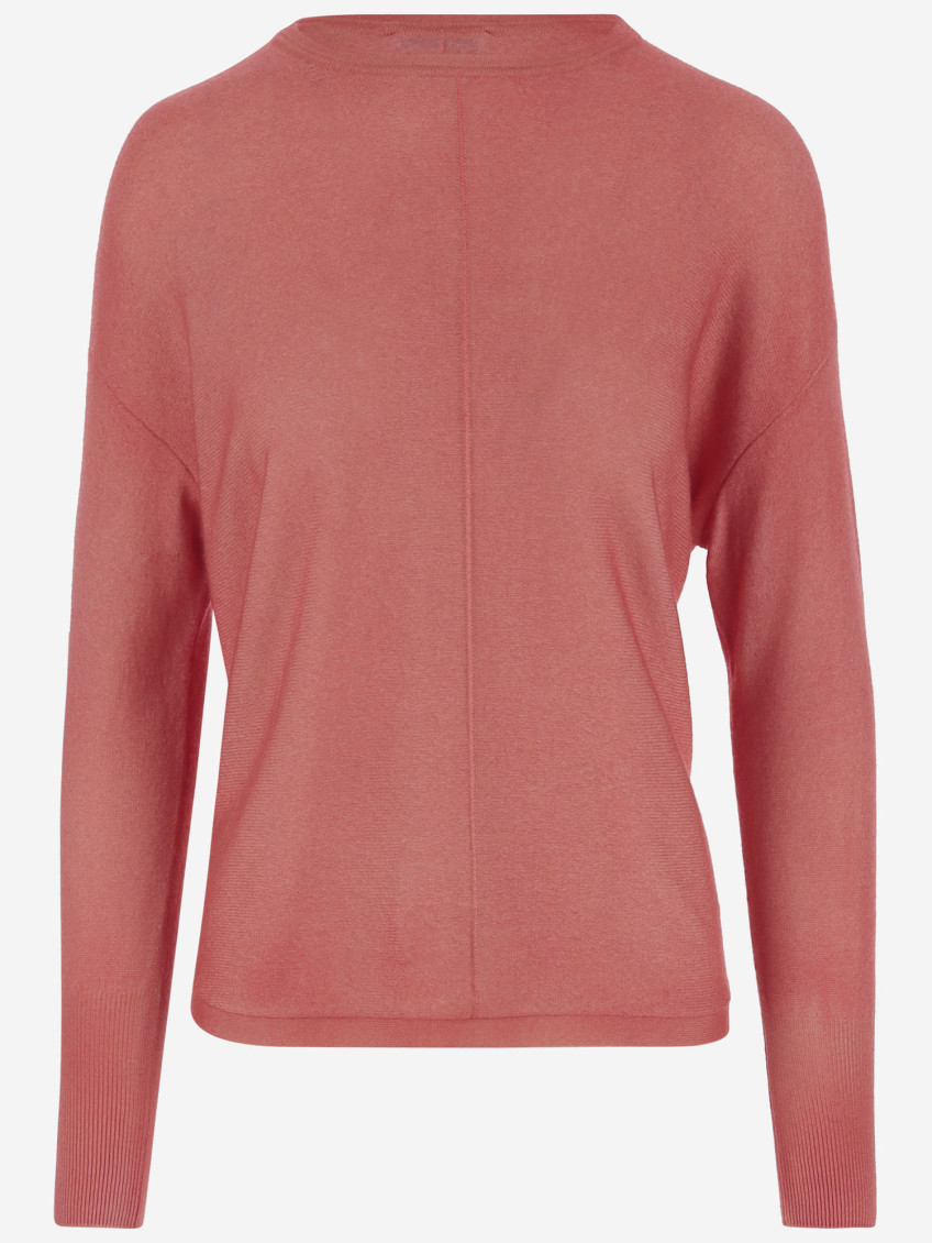 Oliver Lattughi Crew Neck Cashmere Sweater With Dropped Shoulders In Brown