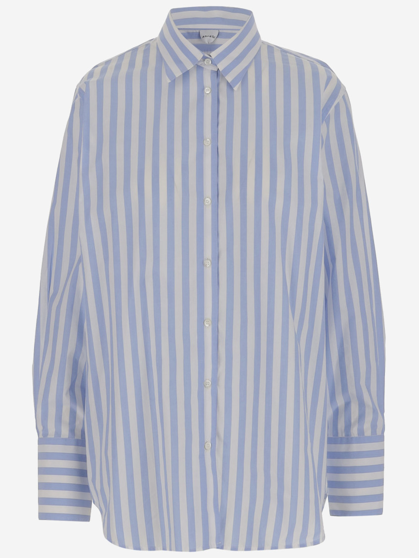 Aspesi Light Blue Vertical-striped Poplin Shirt