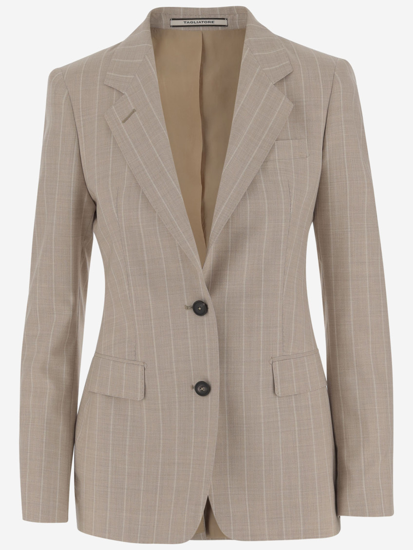 Tagliatore Beige Single-breasted Blazer In Brown