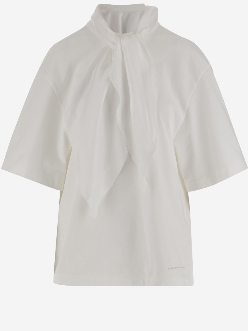 Carven Cotton Top With Bow In White