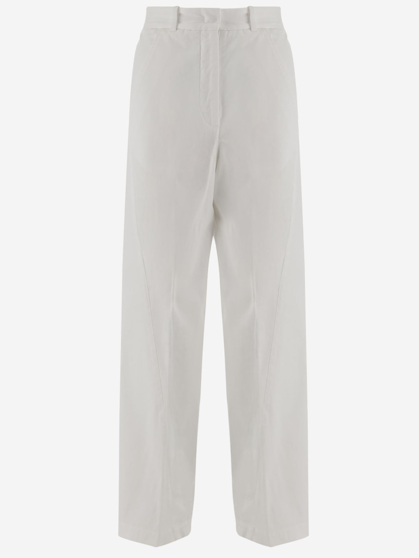 Ql2 White Stretch Cotton Pants