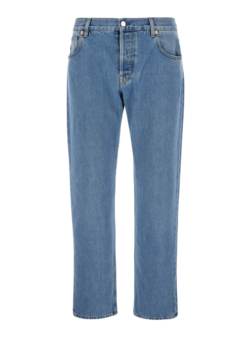 GUCCI LIGHT BLUE DENIM TROUSER WITH WEB 