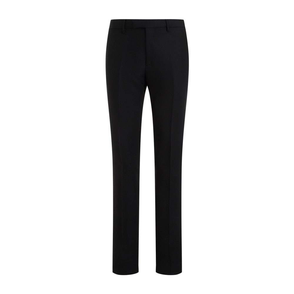 Etro Wool Trousers Grosgrain Embellishment In Black