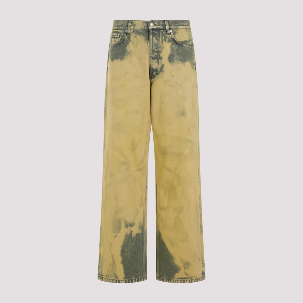 Shop Dries Van Noten Yellow Cotton Pine Jeans