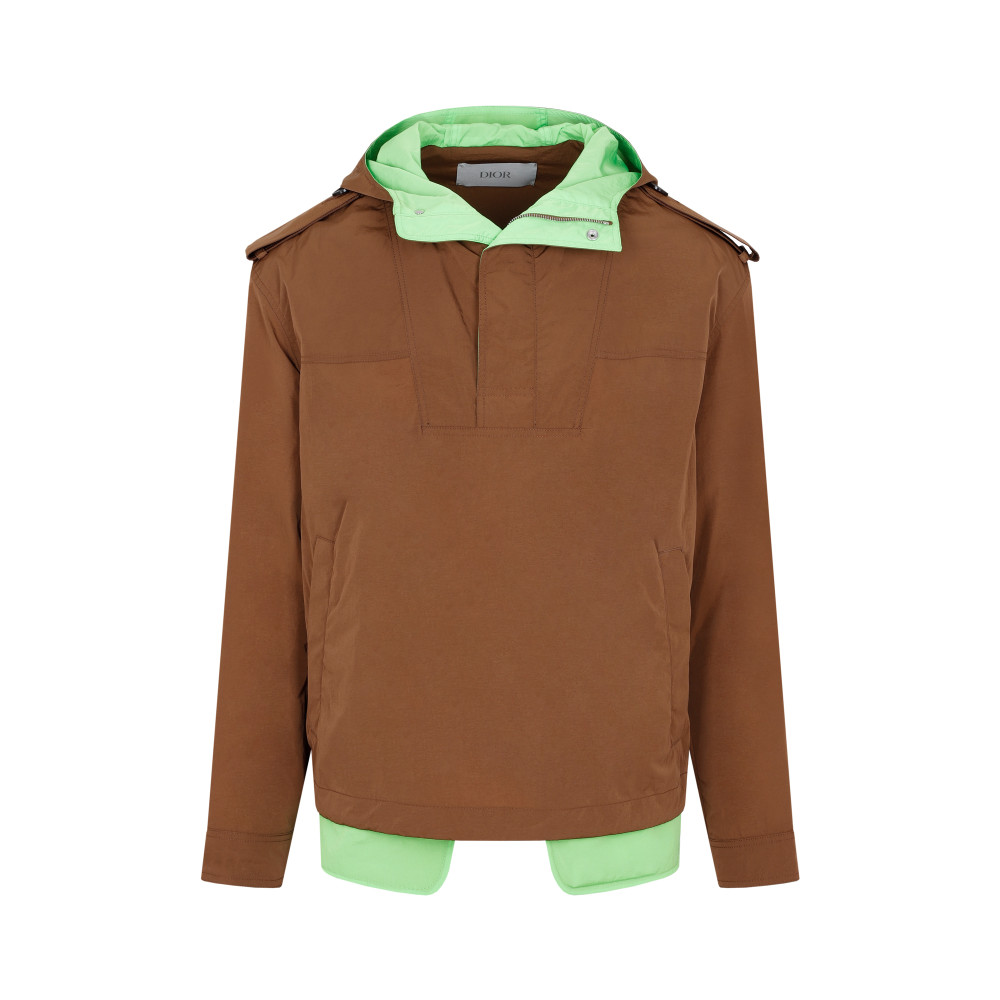 Dior Fw23 Nude & Neutrals Hooded Anorak For Men In Brown