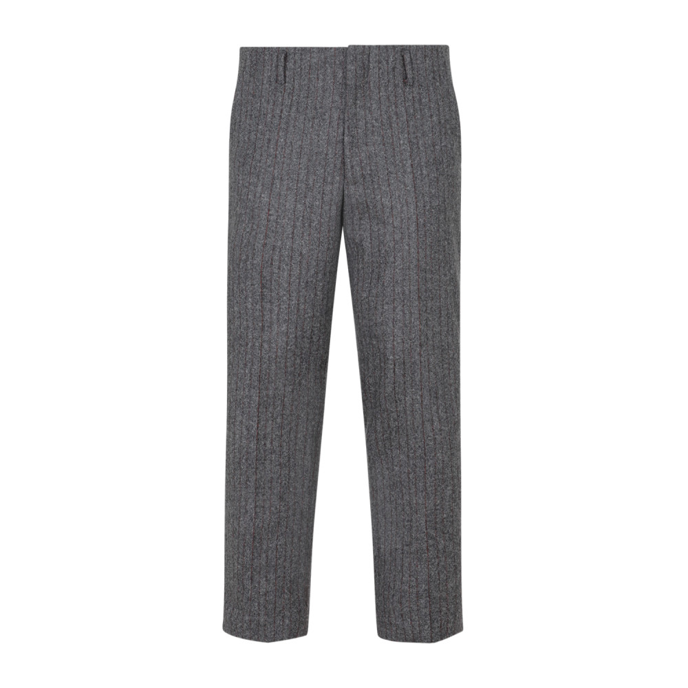 Dries Van Noten Wool Pinstriped Pants 4 Pockets In Grey