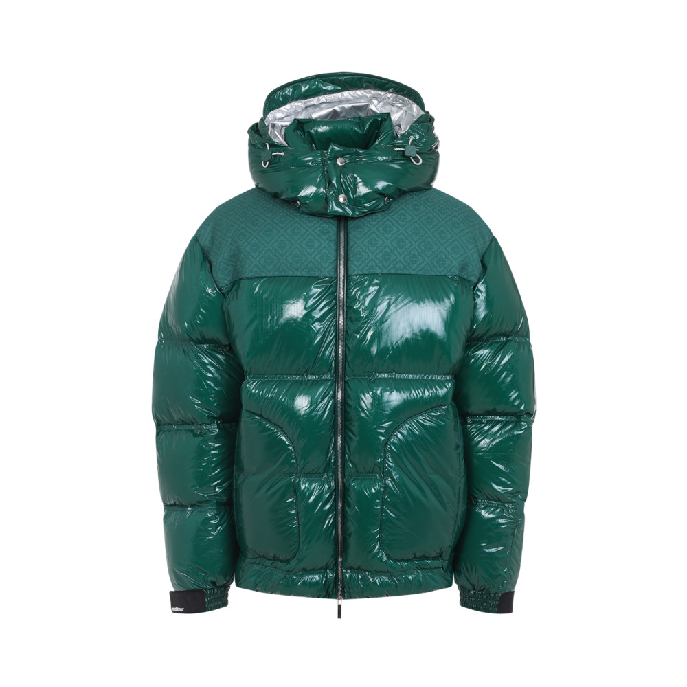 Casablanca Quilted Down-feather Jacket With Glossy Finish In Green