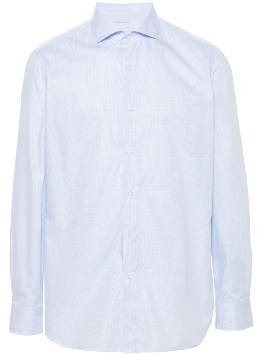 Borrelli Vertical Stripe Cotton Shirt With Cutaway Collar In White