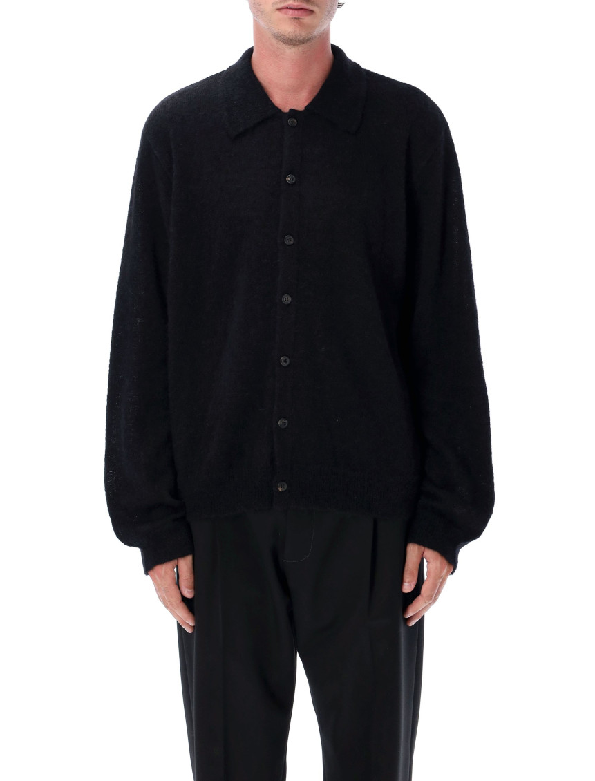 Our Legacy Boxy Fit Evening Polo In Soft Alpaca Blend In Black