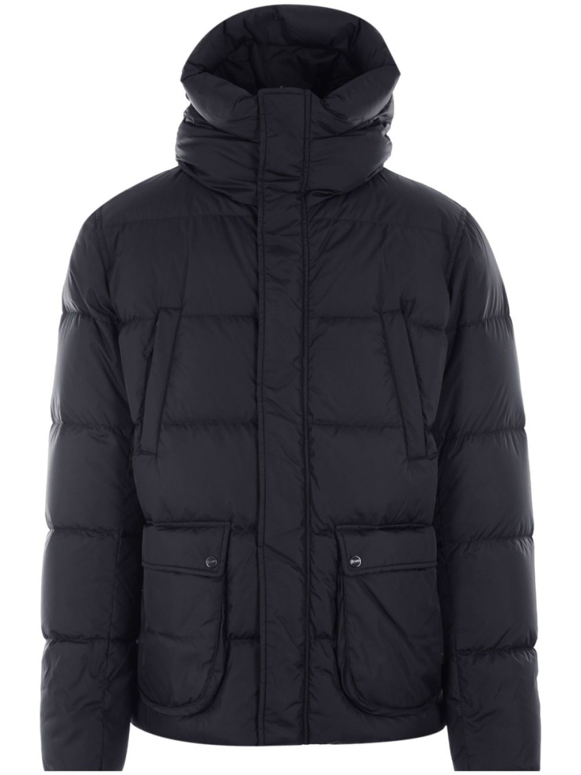 Herno Black Quilted Jacket In Blue