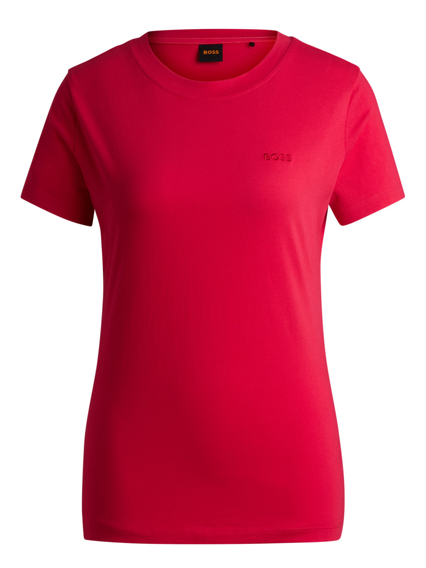 Hugo Boss Dark Pink Embroidered Logo T-shirt