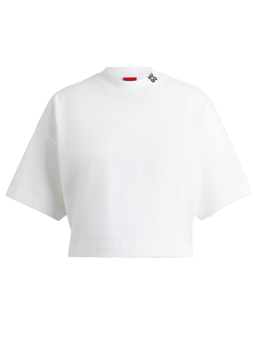 Hugo Boss White Crewneck Cropped T-shirt