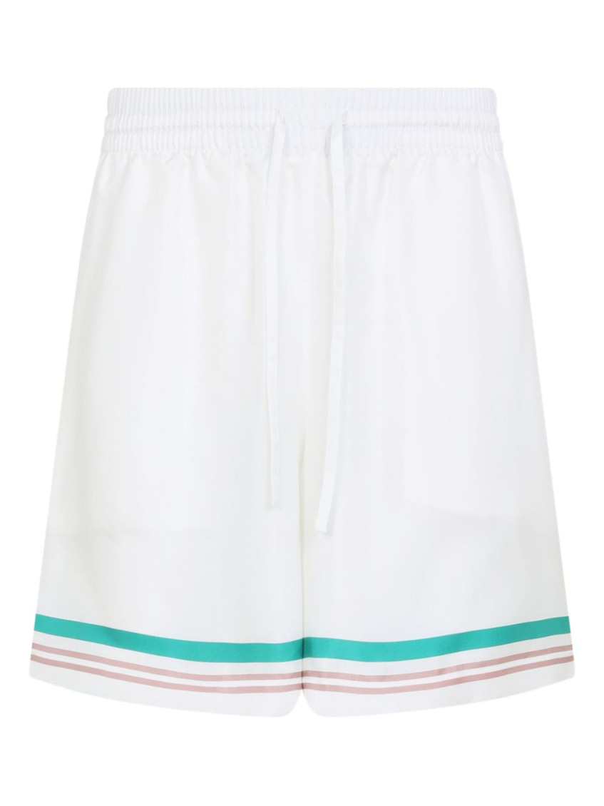 Casablanca Mens Casa Way Graphic-print Drawstring Silk Shorts In White
