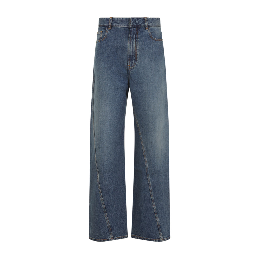 Alaïa Twisted Stitch Wide-leg Jeans In Blue