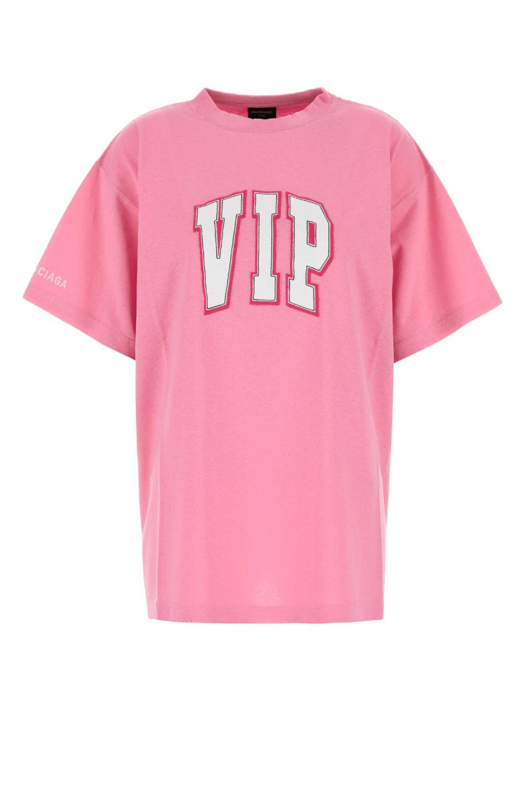 Balenciaga Vip Team Crewneck Graphic T-shirt In Pink