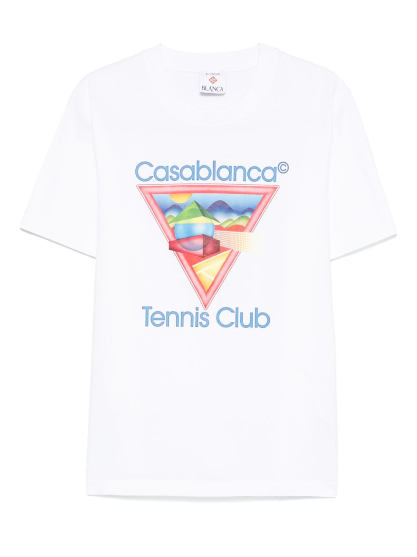 Casablanca White Crewneck T-shirt With Logo On The Front In Cotton Man In White