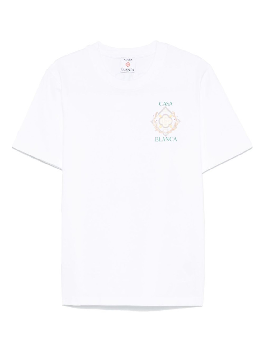 ［Casablanca ］White cotton t-shirt Casablanca White Cotton T-shirt | ModeSens